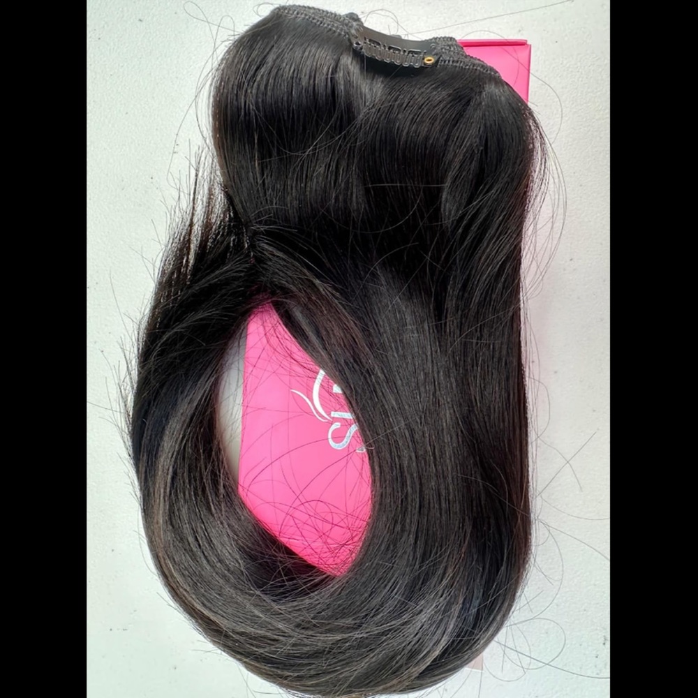 Clip in Hair Extensions Real Human Hair, 16 inch 120g Jet Black Clip